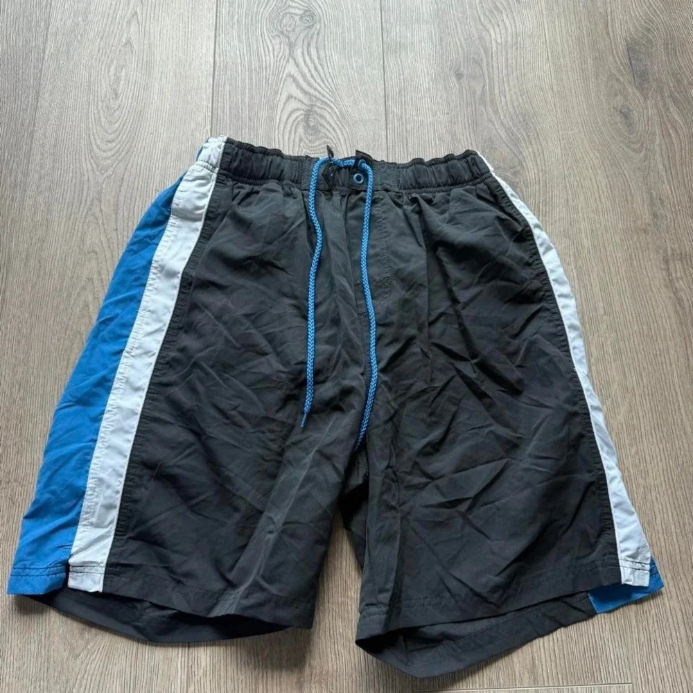 Graphite‎ Sport Men's Swim Trunks Medium Black Blue Mesh Lined Board Shorts
